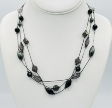 Premier Designs Triple Strand Gunmetal Black Bead Necklace - $15.84