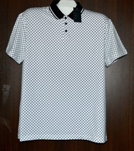 Xios White Black Plaid Men&#39;s Cotton Polo Shirt Size 2XL NEW  - $26.79