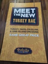 Potbelly Sandwich Works 2000s New Turkey Rae Promotional Sign 22&quot; X 37&quot; - $628.23 CAD