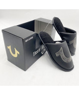 True Religion Premium Leather Slippers Slides Black Gray Men’s Sz (S- 7/... - $79.64 CAD