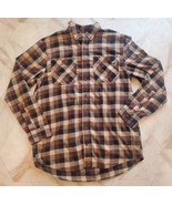 Duluth Trading 40 Grit Men&#39;s LARGE Brown &amp; Black Plaid Flannel Button Up... - $24.55