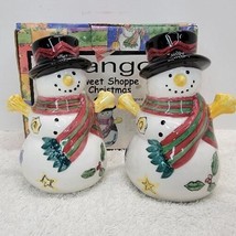 SANGO The Sweet Shoppe Christmas Snowman Sue Zipkin Salt &amp; Pepper Shaker Set 4½&quot; - £12.61 GBP
