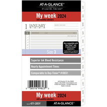 AT-A-GLANCE 471-285Y Refill Loose-Leaf Weekly Monthly 2024 Planner Size 3 - £15.48 GBP