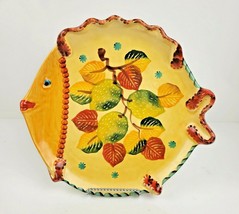 Vintage Italica Ars Fish Plate Italian Art Pottery Fruit Motif Hand Painted 12&quot; - £23.94 GBP