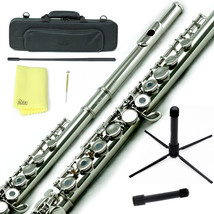 Sky Nickel Plated C Open Hole Flute w Case, Stand, Cleaning Rod, Cloth a... - £102.29 GBP