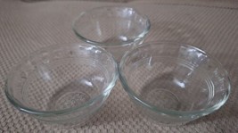 Vtg 3 Pyrex 463 Scalloped 3 Ring Clear Glass Dessert Cups Bowls 6 oz 2&quot;H, 4&quot; DIA - £6.86 GBP