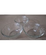 Vtg 3 Pyrex 463 Scalloped 3 Ring Clear Glass Dessert Cups Bowls 6 oz 2&quot;H... - £6.70 GBP
