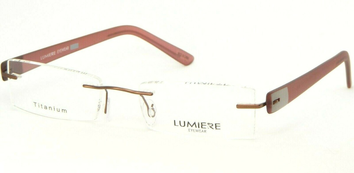 Neuf LUMIERE Lunettes Italie 104 COL.4 Marron Lunettes sans Bordures 48-... - $58.89