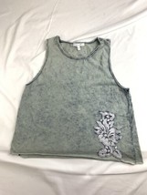 dELiA*s Womens Tank Top Green blue With Crochet flower XS Made in USA - £8.15 GBP