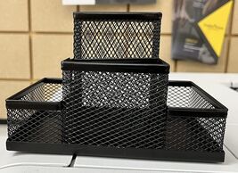 Students Office Desk Mesh Style 4 Compartments Metal Pen 6.0&quot; x 4&quot; x 3.9... - $17.82