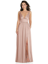 V-Neck Shirred Skirt Maxi Dress, Convertible Straps..TH093..Toasted Suga... - $75.05