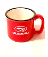 Subaru Ceramic Campfire Style Coffee Mug Red White w/Black Rim Speckled - $218.24 MXN