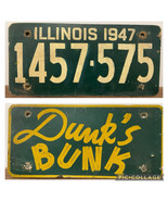 Fiberboard License Plate (Rare 2 Sided) Illinois 1947 - Dunk’s Bunk Adve... - €408,38 EUR