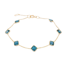 Natural 18K Yellow Gold Blue Topaz Gemstone Bracelet For Women, Gifts For Mom - £223.96 GBP
