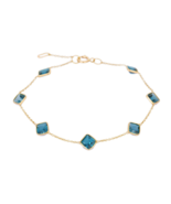 Natural 18K Yellow Gold Blue Topaz Gemstone Bracelet For Women, Gifts Fo... - £222.17 GBP
