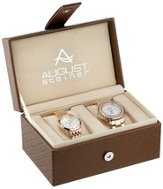 NEW August Steiner AS8171 His &amp; Hers Rose Gold Diamond Watch Set (AS8133... - $89.05