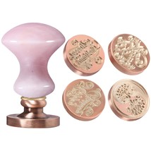 Wax Seal Stamp Kit, Rose Quartz Crystal Handle With 4 Wax Seal Stamps He... - $56.99