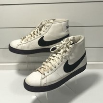 NIKE BLAZER HIGH LEATHER SIZE 10 WHITE/BLACK GRAND PURPLE 316664-104 Jor... - £31.64 GBP