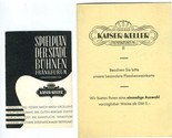 Kaiser Keller Restaurant Menu &amp; Movie Times Frankfurt Germany 1958 - $17.80