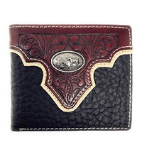 Genuine Leather Floral Tooled Praying Cowboy Concho Mens Short Bifold Wa... - £20.45 GBP