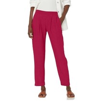 Vintage 100% Linen Fuchsia Pink HIgh Waist Mom Relaxed Pants Women Pleated 80 90 - £37.33 GBP