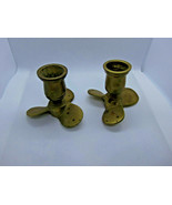 Man Cave Set of Boat Motor Propellers Brass Candle Stick Holders Andrea ... - $49.45