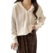 Women Long Sleeve Hooded Cardigan Winter Button Drawstring Sweater Solid... - $37.95