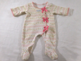 American Girl Bitty Baby Twins Pink Bow Sleeper 1 Piece Doll Pajamas Heart White - £11.84 GBP
