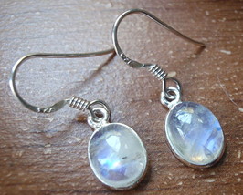 Blue Moonstone Oval 925 Sterling Silver Dangle Earrings Corona Sun Jewelry p303d - £7.89 GBP