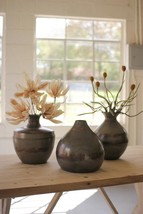 Kalalou NDE1283 14 in. Vases with Raw Metal &amp; Copper Detail - Set of 3 - £199.49 GBP
