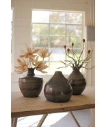 Kalalou NDE1283 14 in. Vases with Raw Metal &amp; Copper Detail - Set of 3 - £199.97 GBP