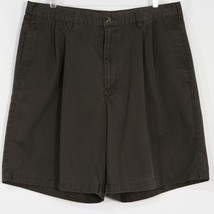Cherokee Men&#39;s Shorts 36 Chino Khaki Dark Olive Pleated Front Cotton Blend - £6.68 GBP