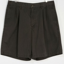 Cherokee Men&#39;s Shorts 36 Chino Khaki Dark Olive Pleated Front Cotton Blend - £6.76 GBP