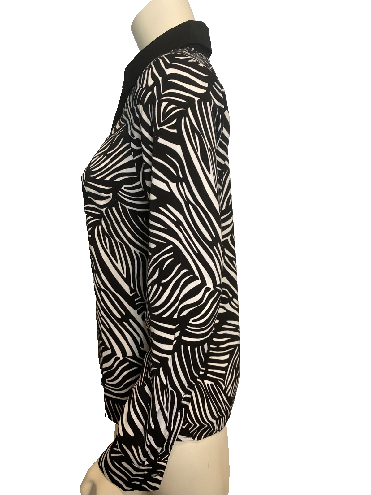 NWT Michael Kors Black and White Long Sleeve Blouse Size Small Item image 2