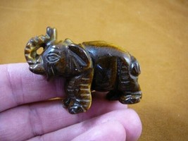 (Y-ELE-ST-725) Brown ELEPHANT gemstone carving STONE figurine I love ele... - £13.99 GBP