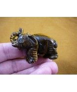 (Y-ELE-ST-725) Brown ELEPHANT gemstone carving STONE figurine I love ele... - $333.19 MXN