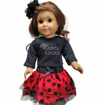 Doll Holiday Outfit Santa Rocks Red Polka-Dot Petti Fits American 18-inch Dolls - £11.88 GBP