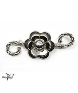 Vintage  Monet Floral Pin Silver Curls &amp; Flower Marked Signed 2.25&quot; Long... - $20.00