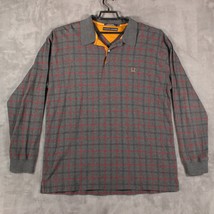 Men&#39;s XL Tommy Hilfiger Polo Shirt Long Sleeve Plaid Tattersall Check Crest Gray - £11.54 GBP