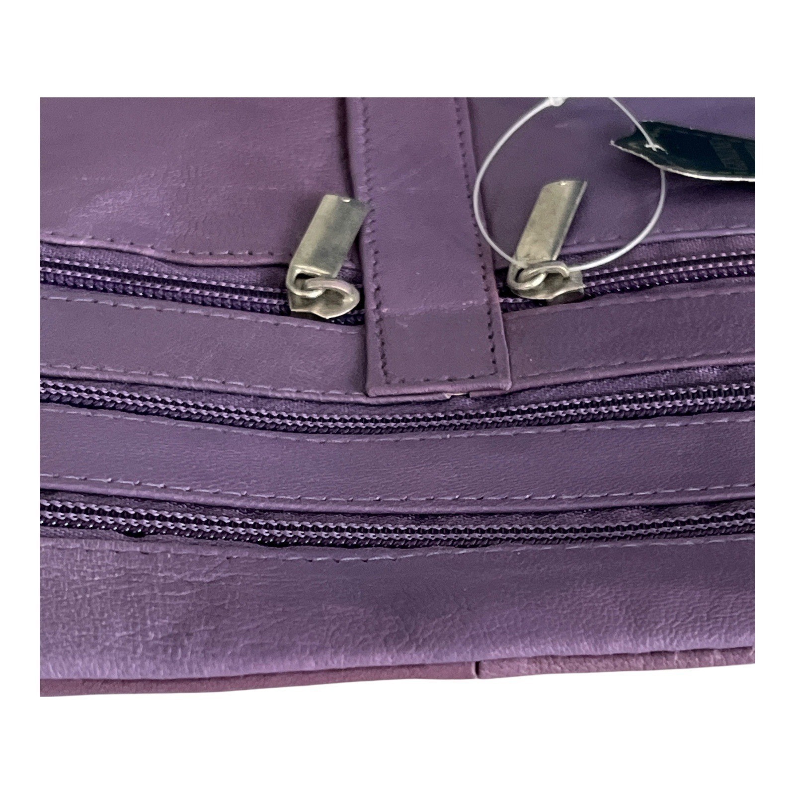 Lavender Genuine Leather Crossbody Bag with Front and Back Zippers Item image 4