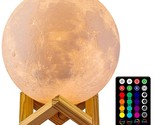 , 16 Colors Led Night Light 3D Printing Moon Light With Stand &amp; Remote/T... - $29.99