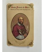 Saint  Francis de Sales(Patron of Hearing Loss) Prayer Card + Medal, New... - $5.94