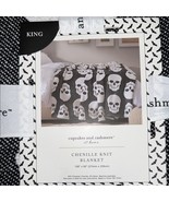 cupcakes &amp; cashmere Black/White Skull Pattern Chenille Knit Blanket King... - $2,733.33 MXN