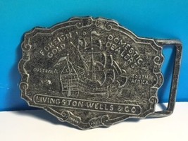 Vintage Military Belt Buckle Mens Navy Livingston Ship Boat Wells Fargo Africa - £11.83 GBP