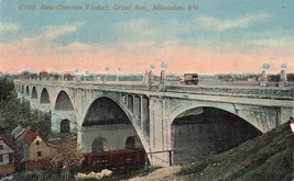 Wisconsin Milwaukee Wi New Concrete Viaduct Grand Ave Postcard Horse Wagon L38 - £6.20 GBP