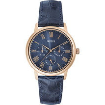 Guess W0496g4 Rose Gold Dial Blue Leather Mens Watch - $103.69