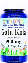 900mg Gotu Kola 100 Capsules Centella Asiatica Memory Enhancement - $13.21