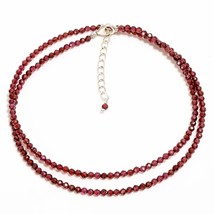 Sterling Silver 2.5-3 mm Rhodolite Gemstone Rondelle Beads Necklace, 18 Inches - £29.57 GBP+