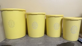 Vintage Yellow Tupperware Canisters Nesting Servalier Set of 4 With Lids - £30.52 GBP