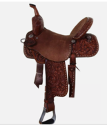 Horse Saddle Western Barrel Equestrian Leather Racing Premium Tack Size ... - $711.20 CAD